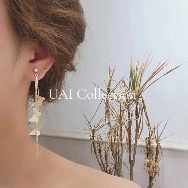 Golden Silver Butterfly Dangler Earrings 🦋 - Uai Collection