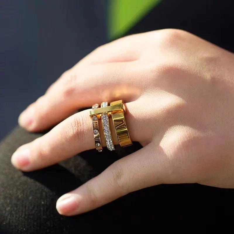 Three Layers Roman Numerals Ring for Women