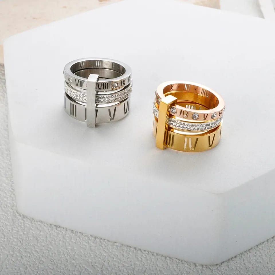 Three Layers Roman Numerals Ring for Women