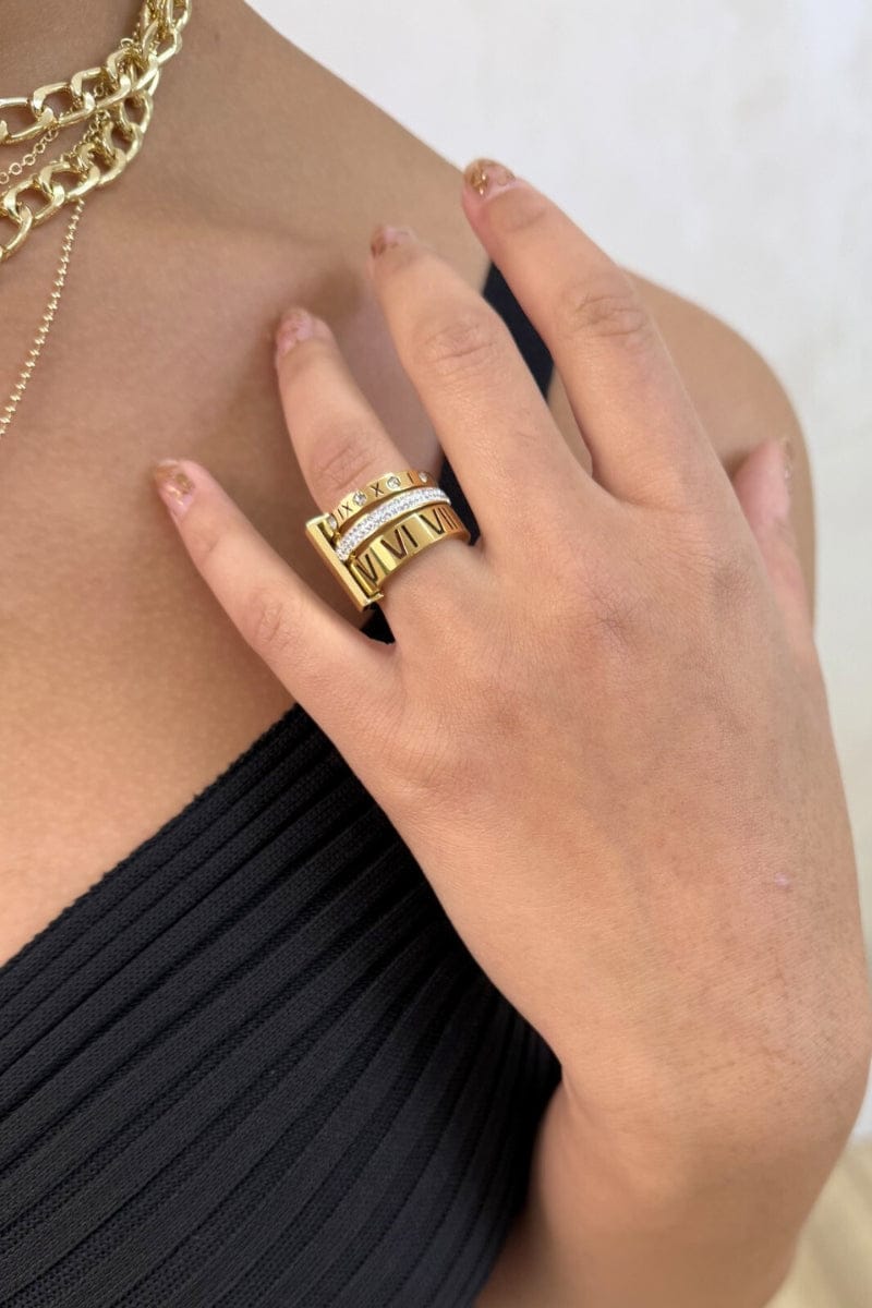 Three Layers Roman Numerals Ring for Women