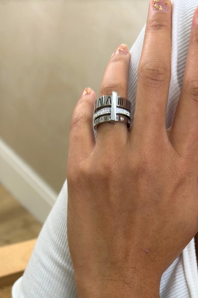 Three Layers Roman Numerals Ring for Women