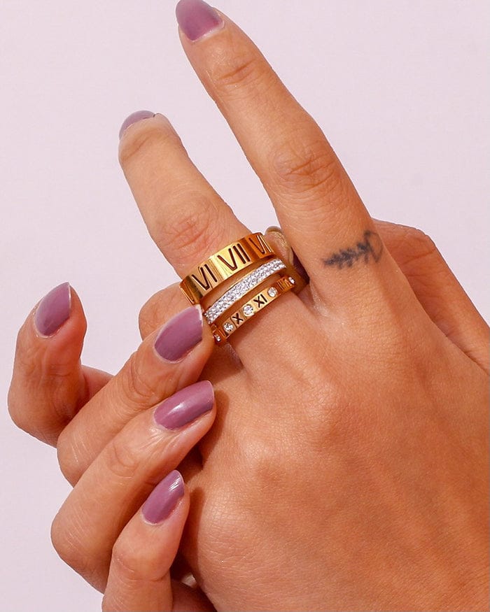 Three Layers Roman Numerals Ring for Women