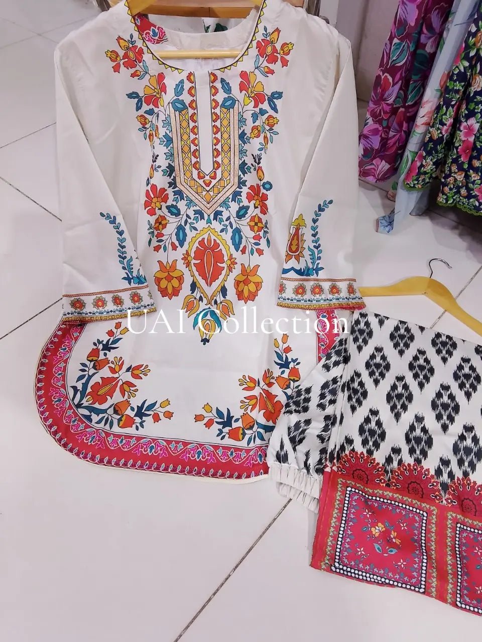 Eastern Stitch 2 Piece White Co Ord Set - Uai Collection