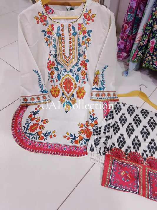 Eastern Stitch 2 Piece White Co Ord Set - Uai Collection