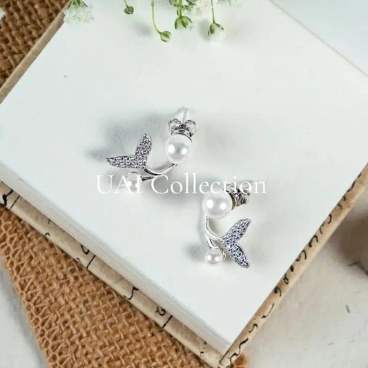 Floral Pearl Stud Earrings - Uai Collection