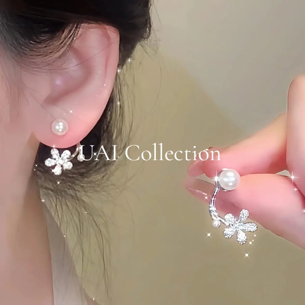 Floral Pearl Stud Earrings - Uai Collection