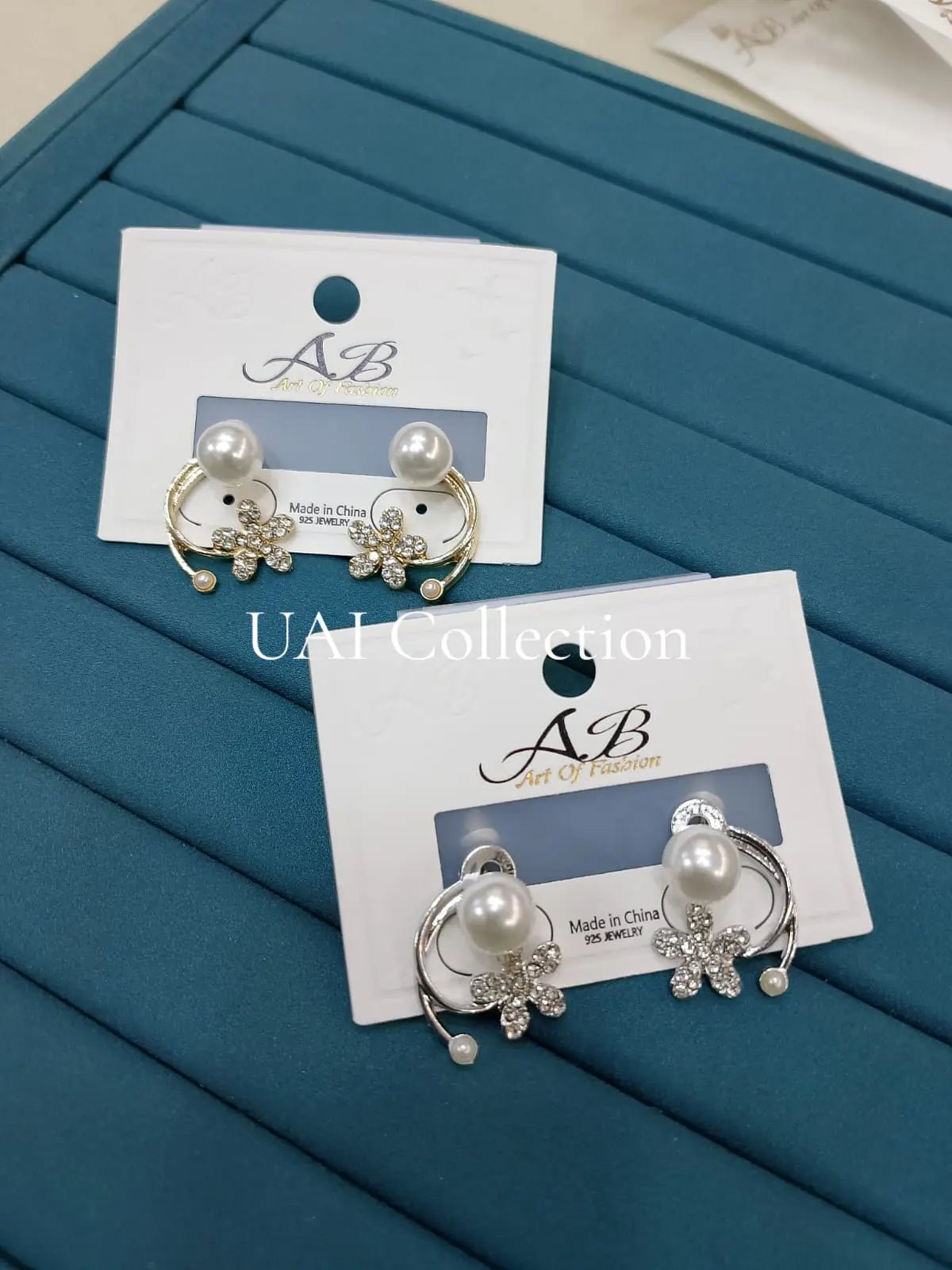 Floral Pearl Stud Earrings - Uai Collection