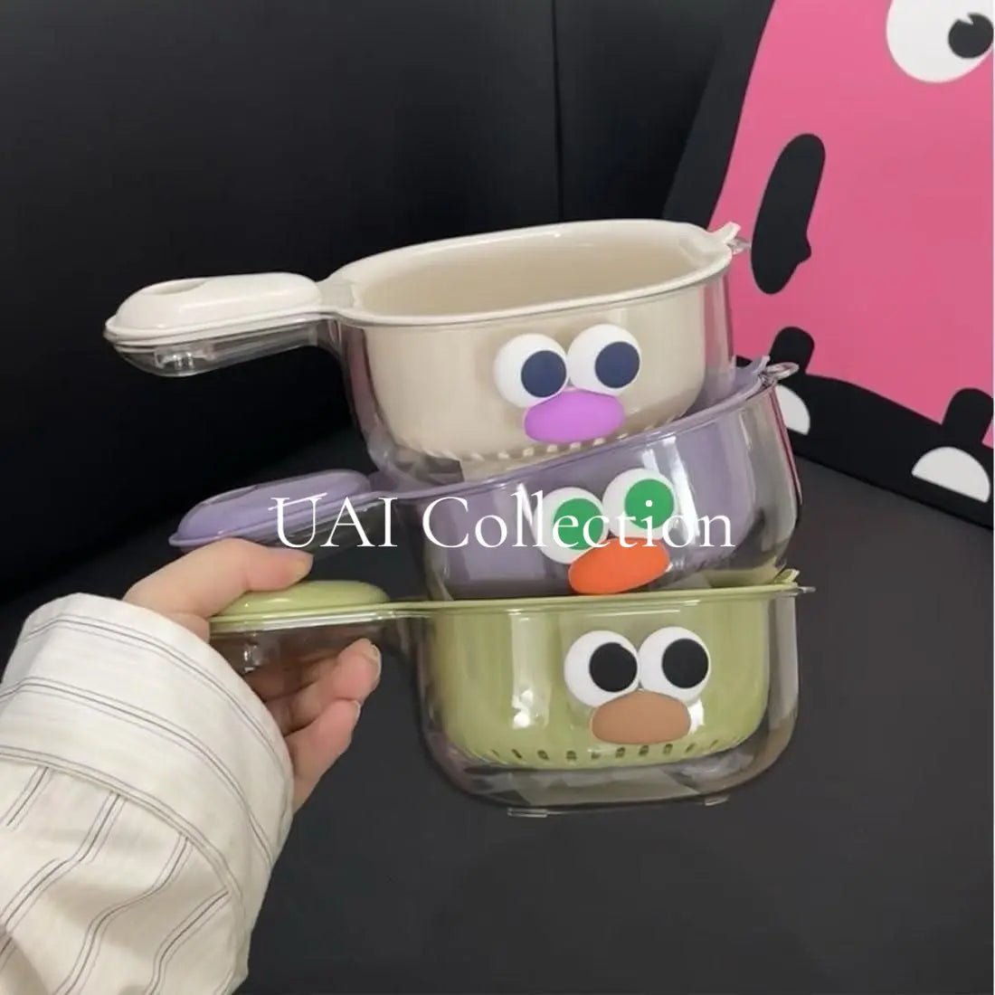 Fruit And Vegetable Drain Basket, 2 In 1 Cute Duck Basket With Handle, Mini Fruit Washing Basket - Uai Collection