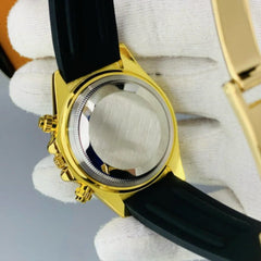 Luxury Daytona Golden Watch With Black Strap and Diamond Accents For Mens Watch