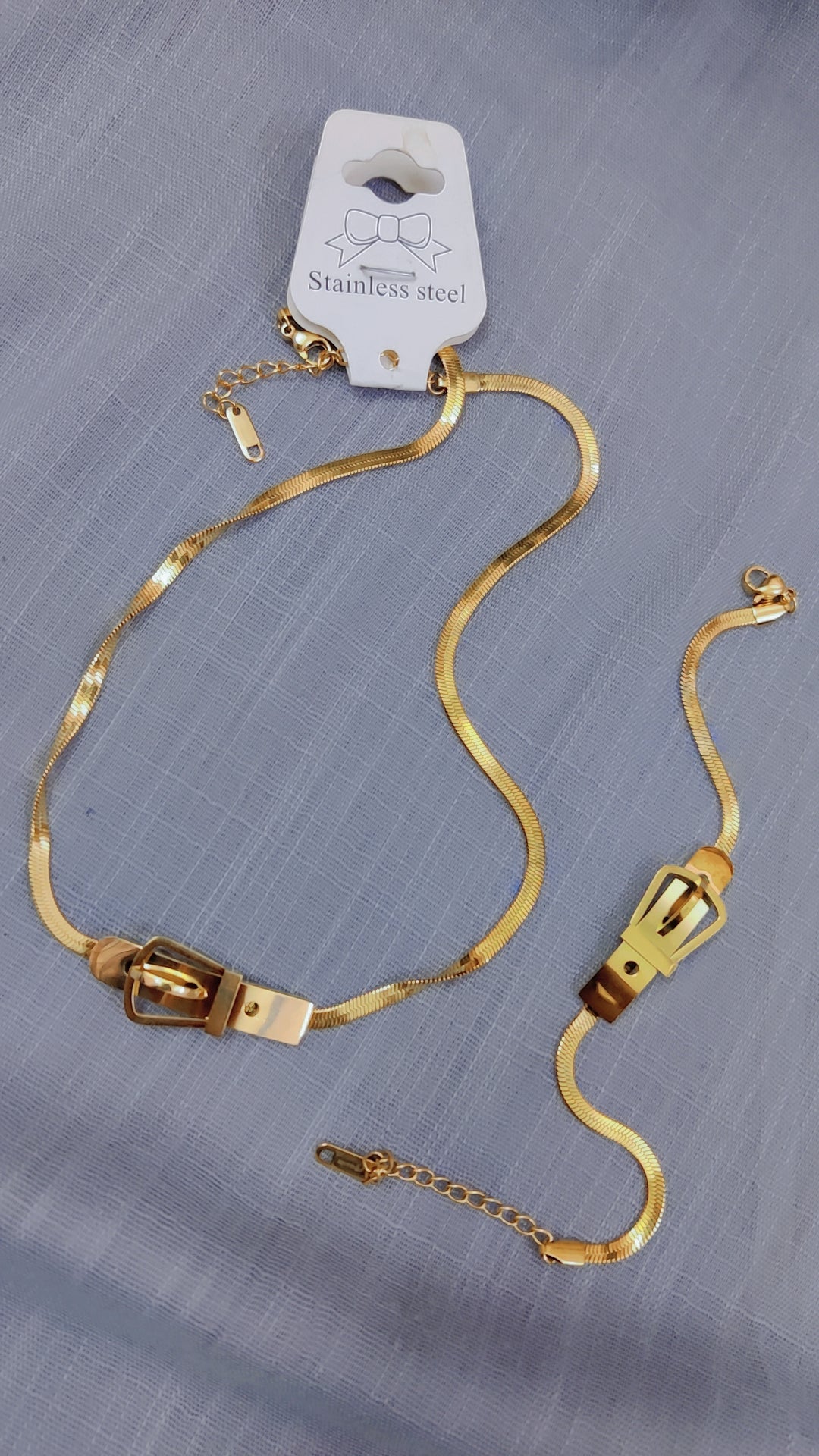 Stainless Steel Belt Buckle Jewelry Set
