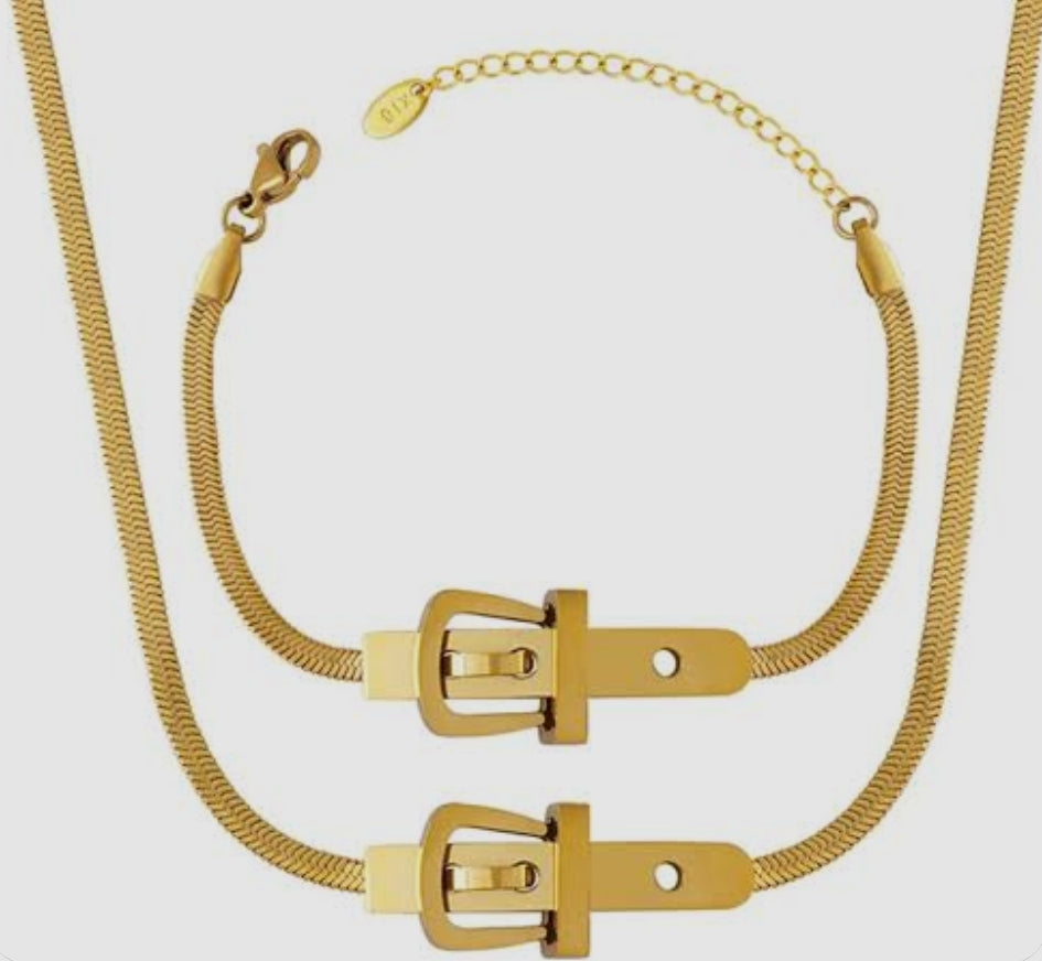 Stainless Steel Belt Buckle Jewelry Set