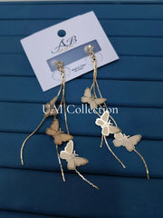 Golden Silver Butterfly Dangler Earrings 🦋