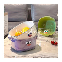 Fruit And Vegetable Drain Basket, 2 In 1 Cute Duck Basket With Handle, Mini Fruit Washing Basket