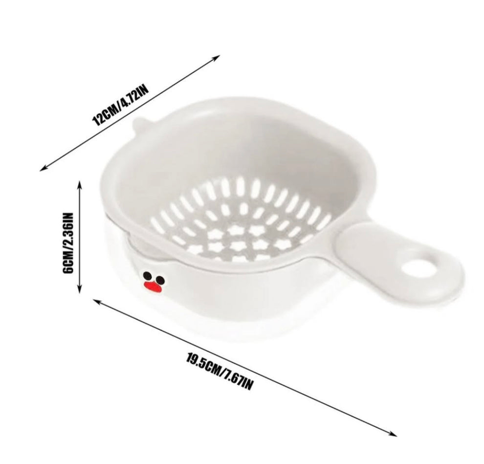 Fruit And Vegetable Drain Basket, 2 In 1 Cute Duck Basket With Handle, Mini Fruit Washing Basket