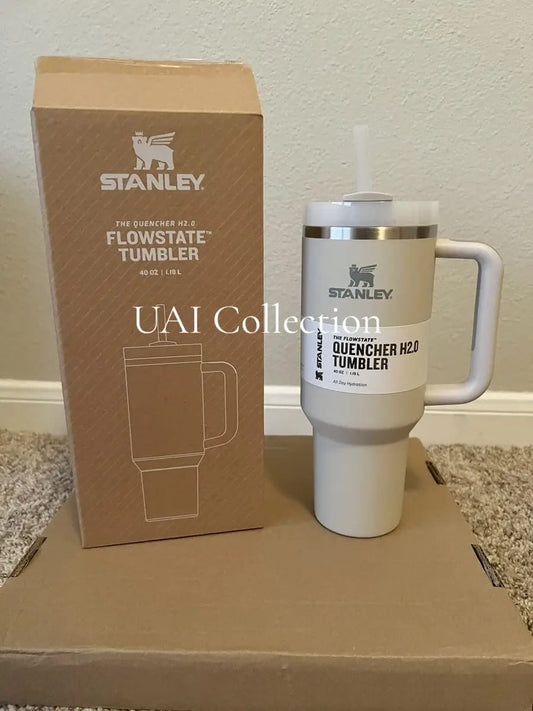 Stanley Cup 40oz Tumbler | Premium Stainless Steel Leak Proof Vacuum Insulated Travel Mug with Handle & Straw | Hot & Cold Water Bottle Flask | Durable & Reusable for Office, School, University & Travel - Uai Collection