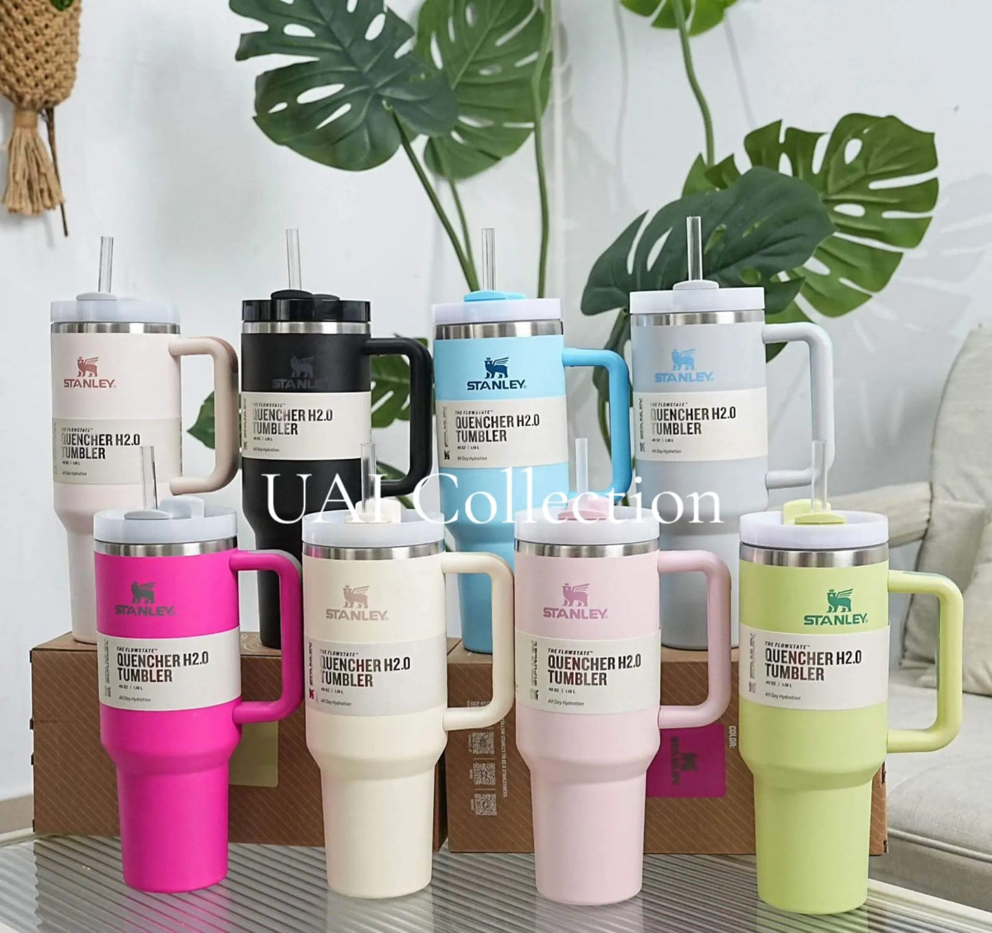 Stanley Cup 40oz Tumbler | Premium Stainless Steel Leak Proof Vacuum Insulated Travel Mug with Handle & Straw | Hot & Cold Water Bottle Flask | Durable & Reusable for Office, School, University & Travel - Uai Collection