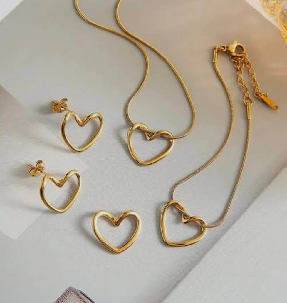 Stainless Steel Pinky Promise Heart 5-Piece Jewelry Set – Necklace, Bracelet, Studs & Ring - gallery image 1