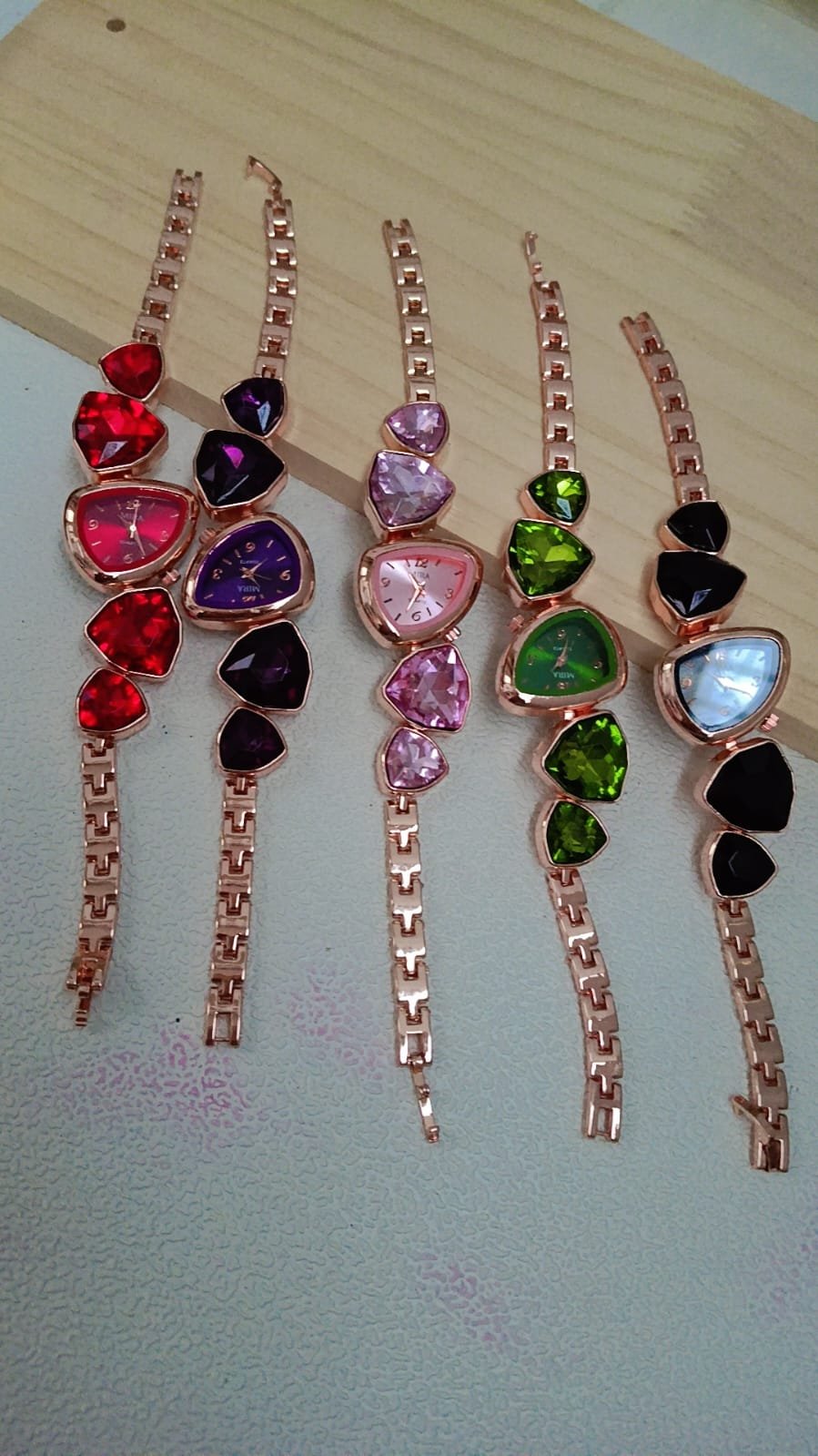 Luxury Crystal Gemstone Chain Link Bracelet Watch