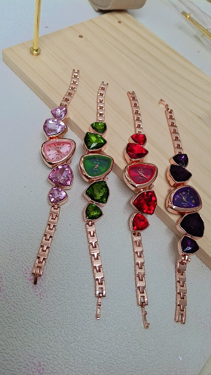 Luxury Crystal Gemstone Chain Link Bracelet Watch - view 3